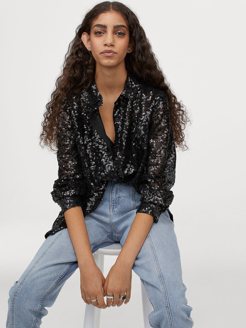 

H&M Black Sequinned Shirt