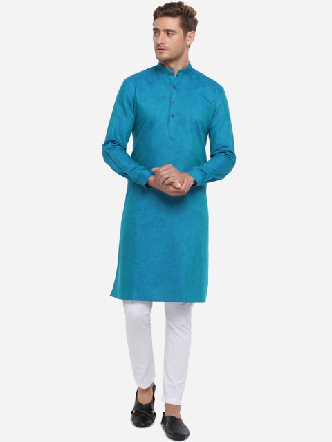 

JADE BLUE Men Blue Solid Straight Modi Kurta