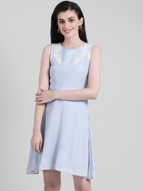 

Zink London Women Blue Embellished Fit and Flare Dress