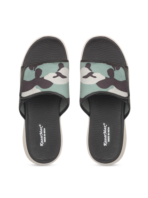 

KazarMax Men Green & Brown Camouflage Printed Sliders
