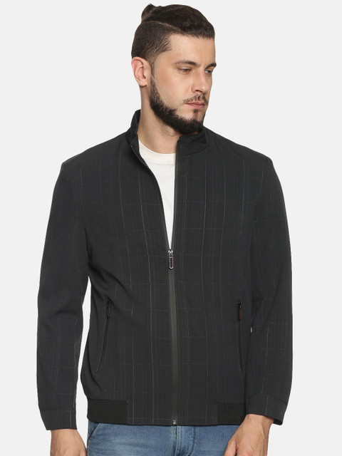 

SHOWOFF Men Black Checked Bomber Jacket