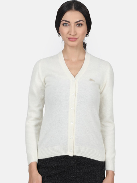 

Monte Carlo Women White Solid Cardigan Sweater
