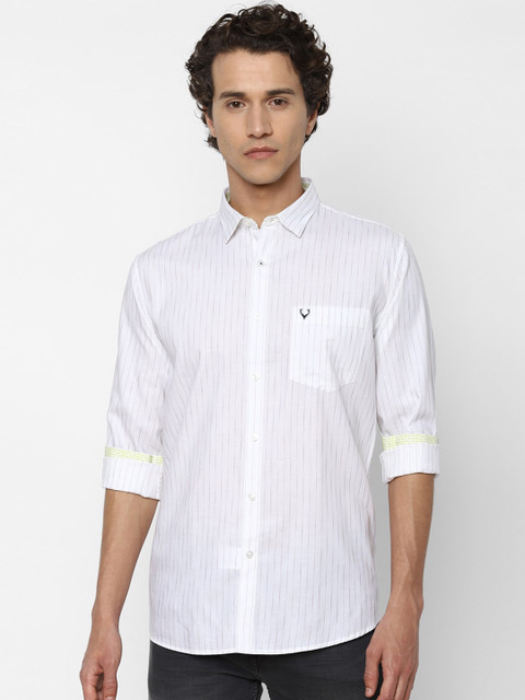 

Allen Solly Men White Slim Fit Striped Casual Shirt