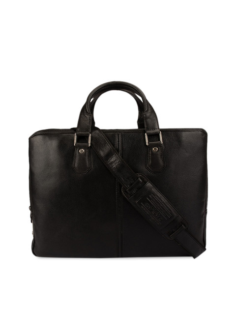 

Da Milano Unisex Black Textured Leather 13" Laptop Bag