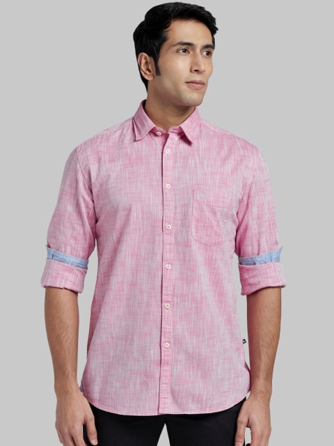 

Parx Men Pink & Off-White Regular Fit Solid Casual Shirt