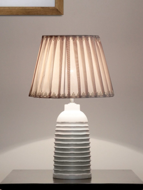 

THE LIGHT STORE White & Mauve Solid Contemporary Table Lamp with Shade