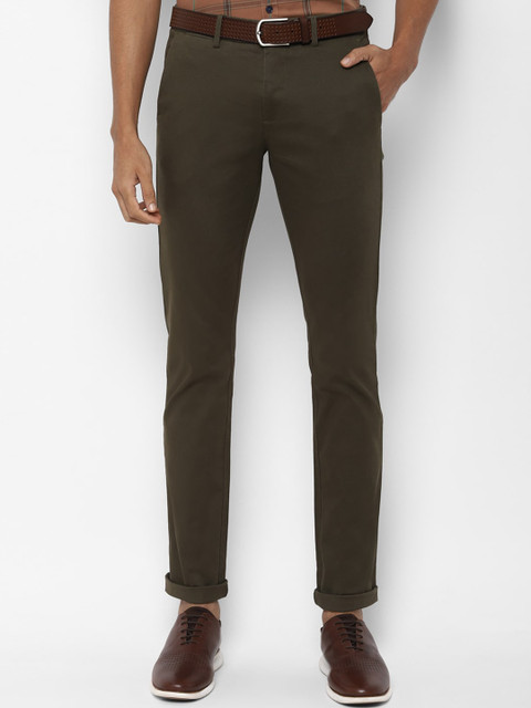 

Allen Solly Men Olive Green Slim Fit Solid Regular Trousers