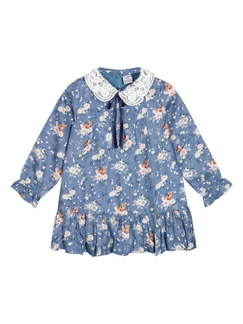 

Budding Bees Girls Blue Printed A-Line Dress