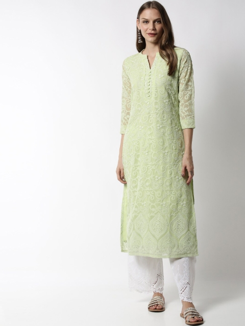 

Soch Women Green Embroidered Straight Kurta