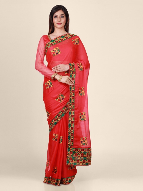 

CLAI WORLD Pink Printed Silk Blend Saree