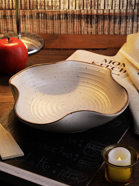 

StyleMyWay White & Brown Ceramic Matt Finish Stylish Serving Bowl