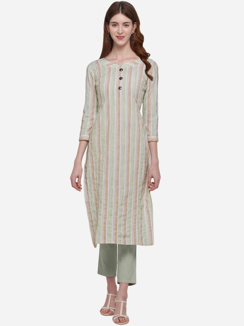 

Kvsfab Women Multicoloured Striped Straight Kurta, Multi