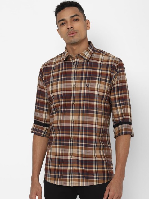 

Allen Solly Men Beige & Maroon Regular Fit Checked Casual Shirt