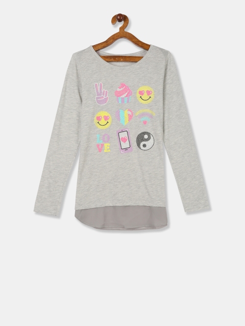 

The Childrens Place Girls Grey Embellished Top