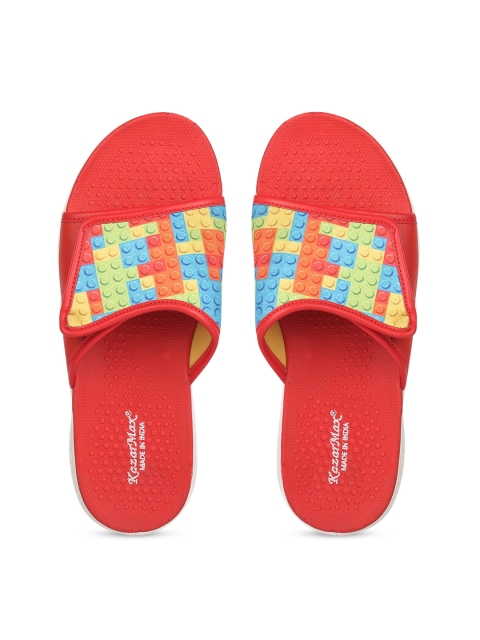 

KazarMax Unisex Red & Yellow Printed Sliders