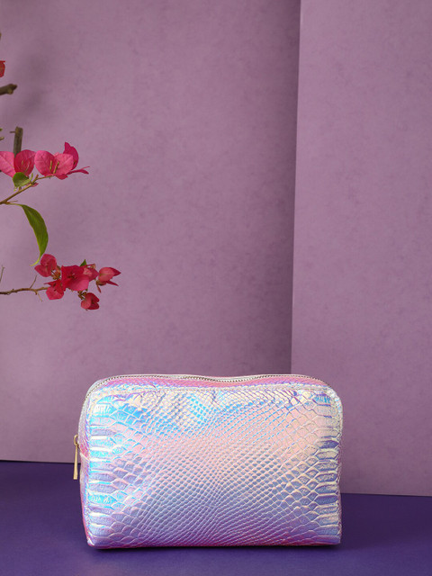 

STREET 9 Silver-Toned & Purple Embellished Clutch