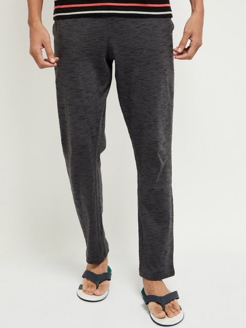 

max Men Black & White Self-Design Lounge Pants