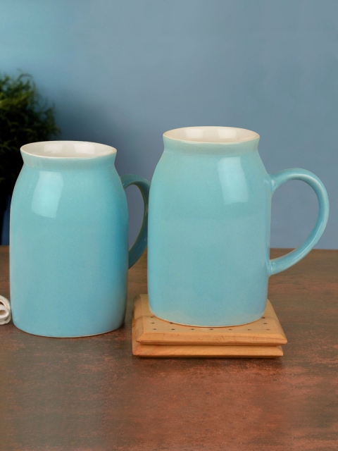 

StyleMyWay Set of 2 Blue Solid Ceramic Mugs Set