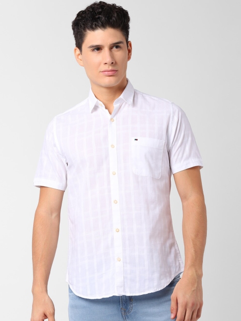 

Peter England Casuals Men White Slim Fit Checked Casual Shirt