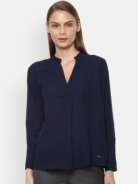 

Van Heusen Woman Women Navy Blue Regular Fit Solid Casual Shirt