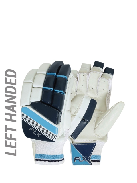 

FLX By Decathlon Unisex White & Blue Printed Leather LH GL500 Cricket Gloves
