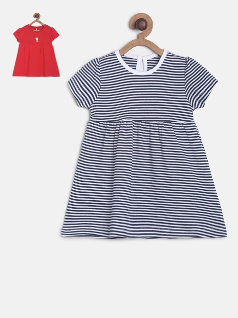 

MINI KLUB Girls Multicoloured Pack of 2 Striped Fit and Flare Dress, Multi