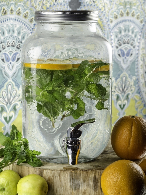 

White Gold Transparent & Silver Glass Dispenser