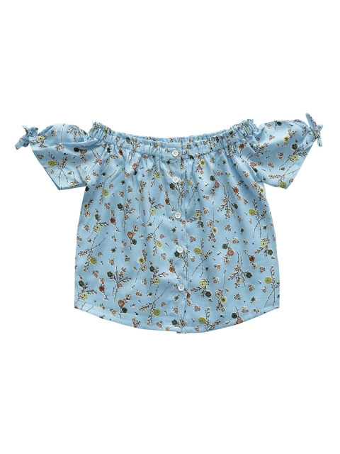 

Kid Studio Girls Blue Printed Bardot Top