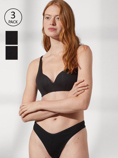 

H&M Women Black 3-Pack Jersey Brazilian Sustainable Briefs 0931635001