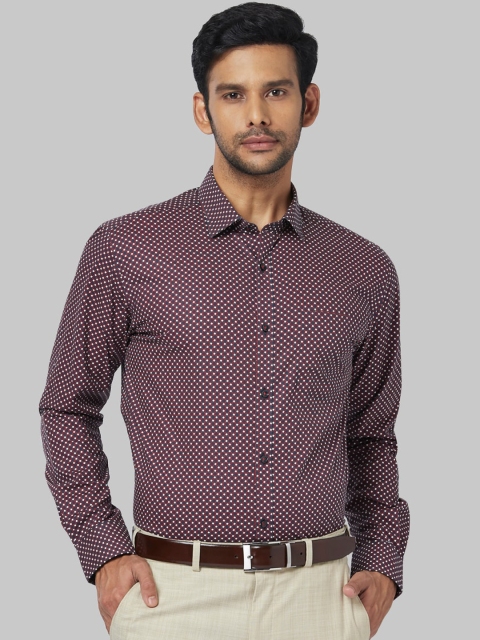Park Avenue Men Navy Blue & Red Regular Fit Printed Formal Shirt
