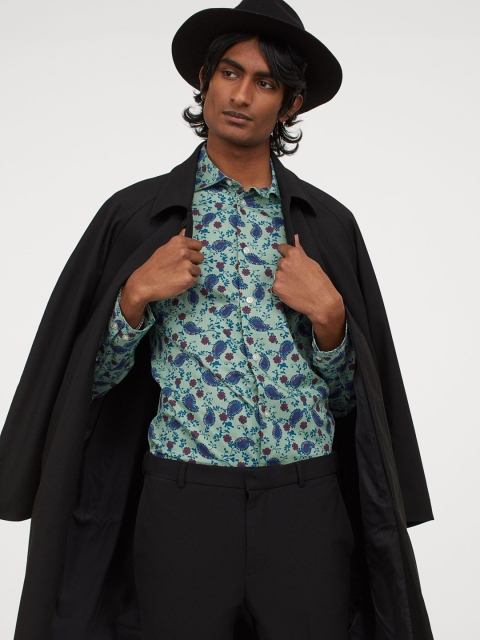 

H&M Blue & Green Printed Regular Fit Shirt