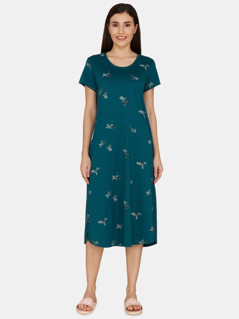 

Zivame Teal Printed Nightdress