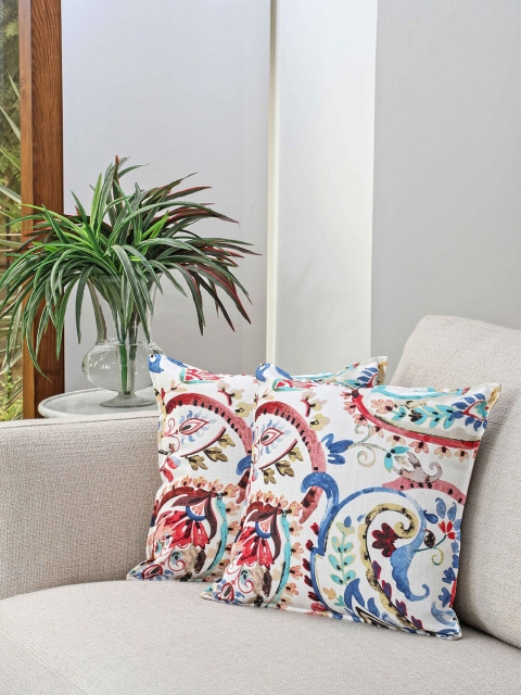 

BLUE BOAT Multicoloured Set of 2 Ethnic Motifs Square Cushion Covers, Multi