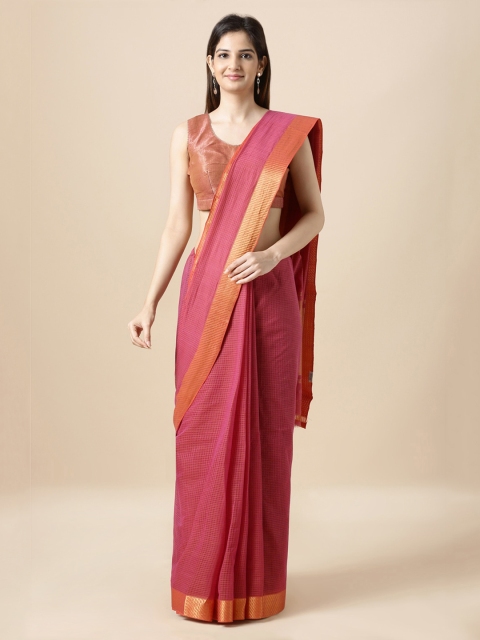 

Taneira Pink Pure Cotton Woven Design Mangalagiri Saree