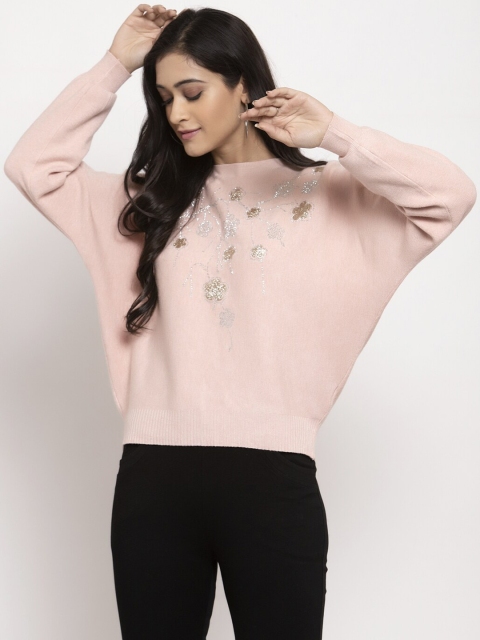 

Global Republic Women Pink Self Design Pullover Sweater