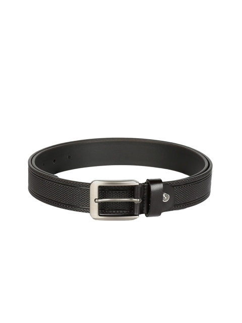 

EVER HYDE Men Black Textured Leather Belt