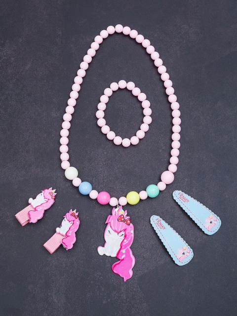 

Golden Peacock Girls Pink & Blue Beaded Unicorn Jewellery Set