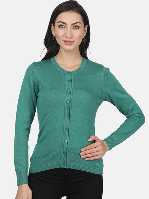 

Monte Carlo Women Green Solid Cardigan Sweater
