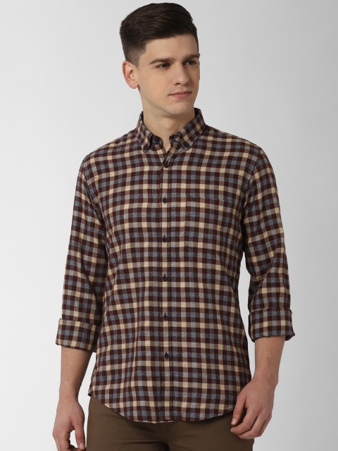 

Peter England Casuals Men Brown Slim Fit Checked Casual Shirt