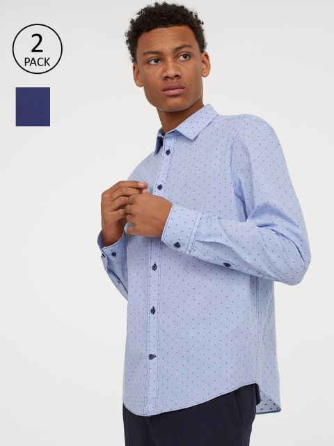 

H&M Men 2-pack Regular Fit Shirts, Blue