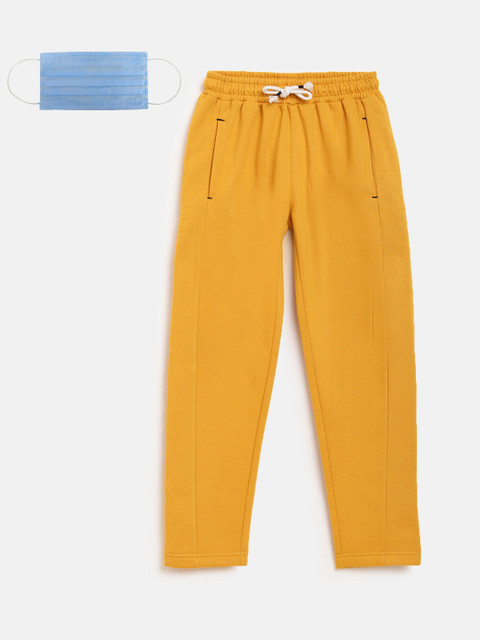 

Lil Tomatoes Boys Mustard Solid Straight-Fit Track Pants