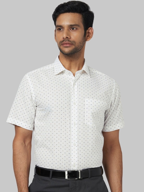 

Park Avenue Men White Regular Fit Printed Formal Shirt
