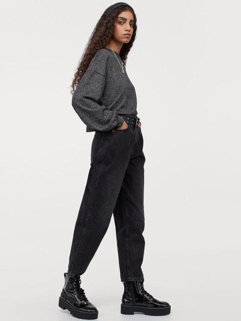 

H&M Women Silver-Toned Solid Glittery Jumper