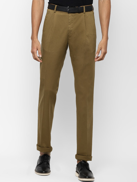 

Allen Solly Men Khaki Regular Fit Solid Regular Trousers