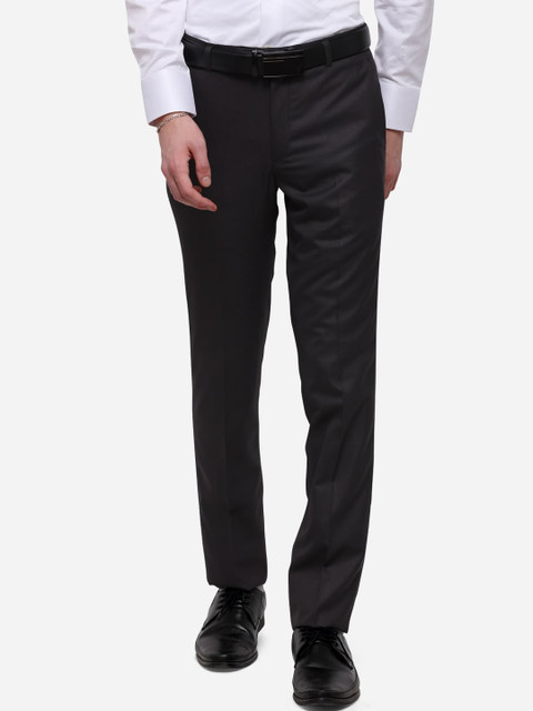 

Greenfibre Men Black Slim Fit Solid Formal Trousers