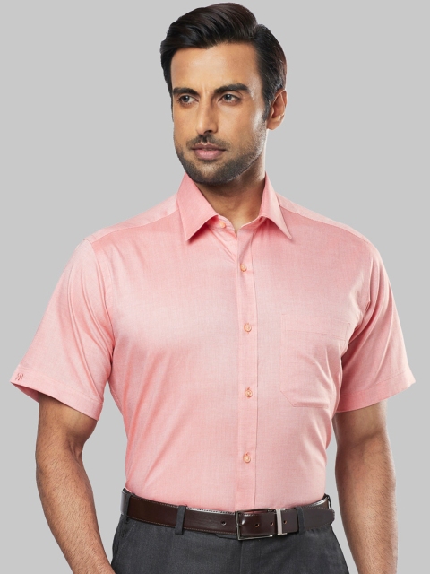 

Raymond Men Peach-Coloured Regular Fit Solid Formal Shirt