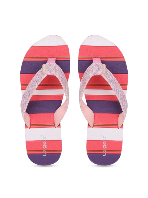 

US Gear Women Peach-Coloured Printed Thong Flip-Flops