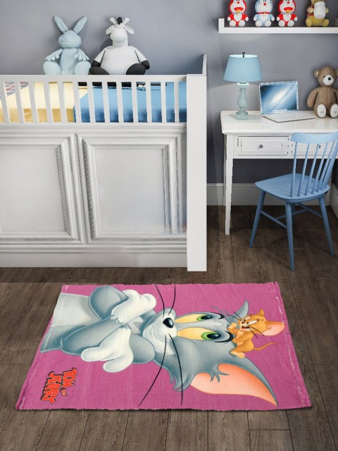 

Saral Home Unisex Kids Multicoloured Printed Tom & Jerry Anti-Slip Rugs, Multi