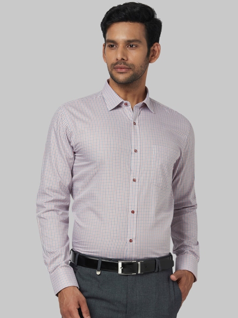 

Park Avenue Men White & Blue Regular Fit Checked Formal Shirt