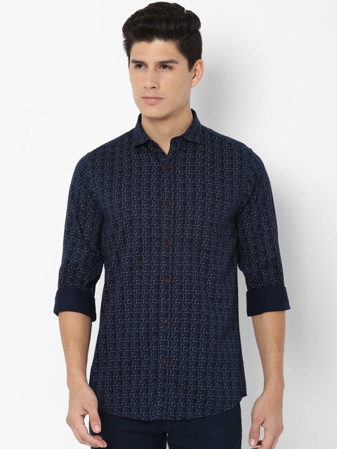

Allen Solly Men Navy Blue Slim Fit Printed Casual Shirt